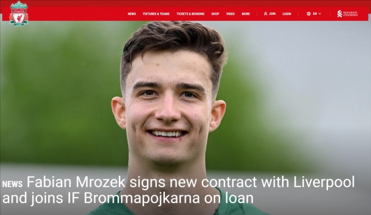 官方：利物浦与门将姆罗泽克签新合同，并外租瑞典球队半赛季